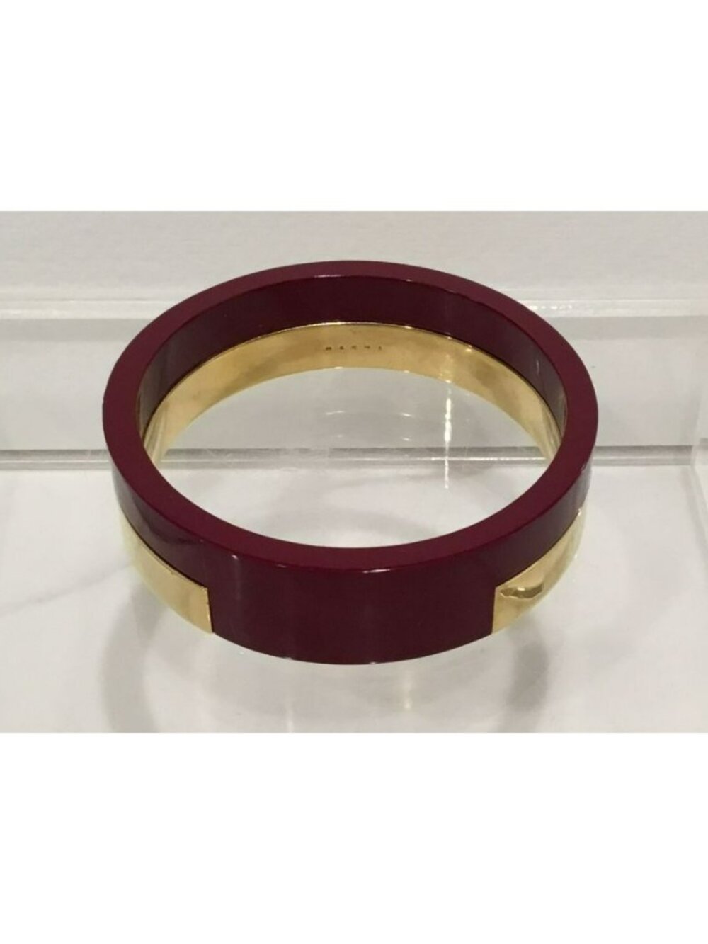 Minimal Marni Burgundy Resin and Gold-Tone Bangle Bracelet